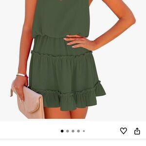 Green Sleeveless Ruffle Dress